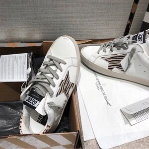 Golden Goose White Sneakers with Zebra Star